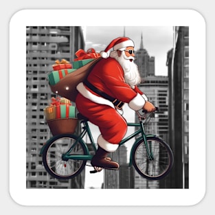 Santa on bike Sticker